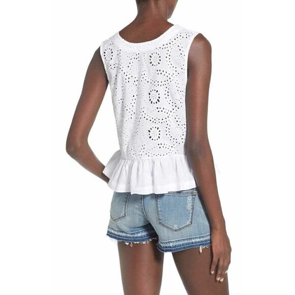 Rhythm Women's White Cotton Jungle Floral Eyelet Sleeveless Tank Top - Picture 14 of 16